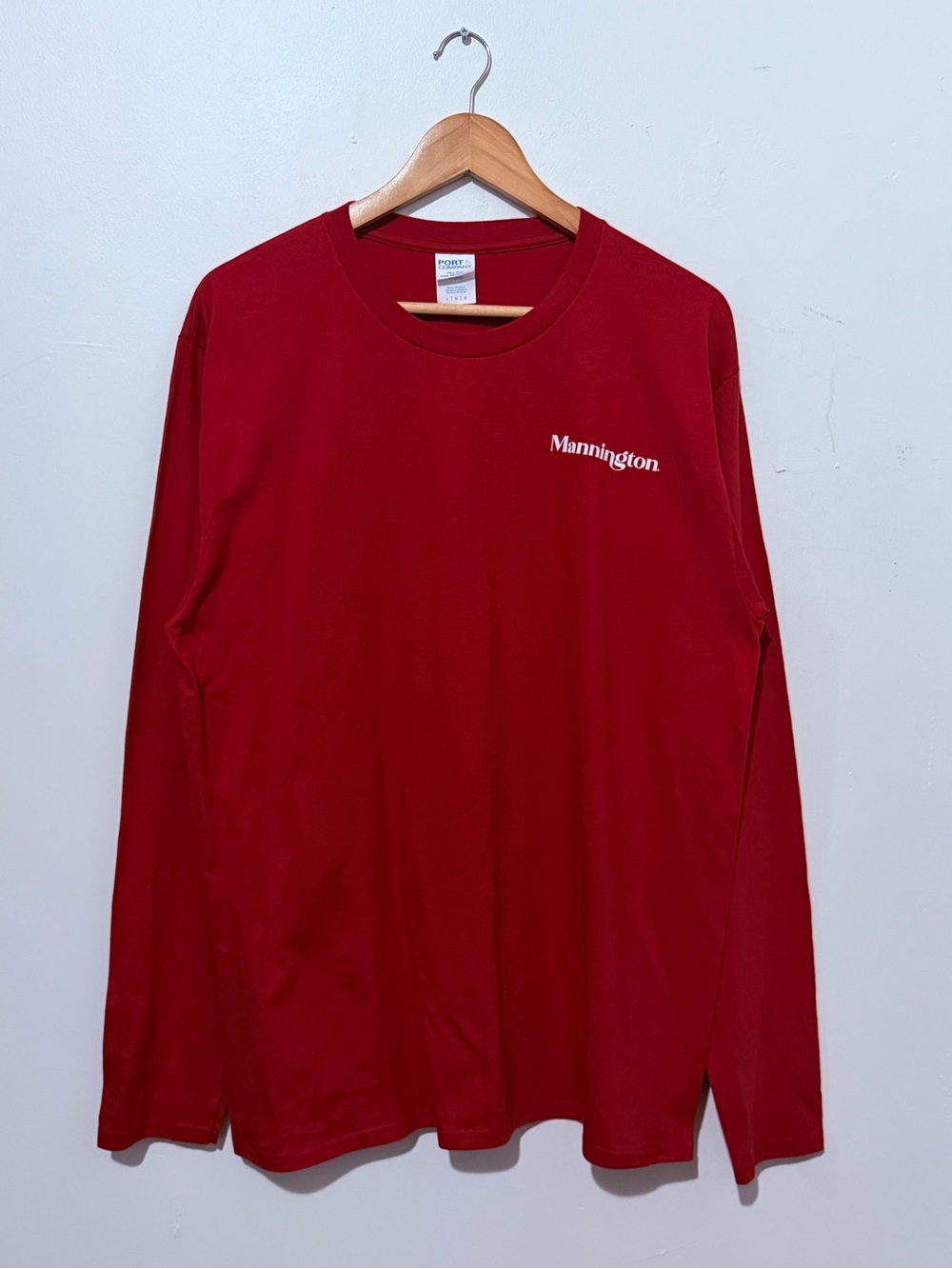 Port and Company Red Long-Sleeve Crewneck with Small White Logo